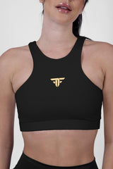 High neck sports bra in ash grey heather