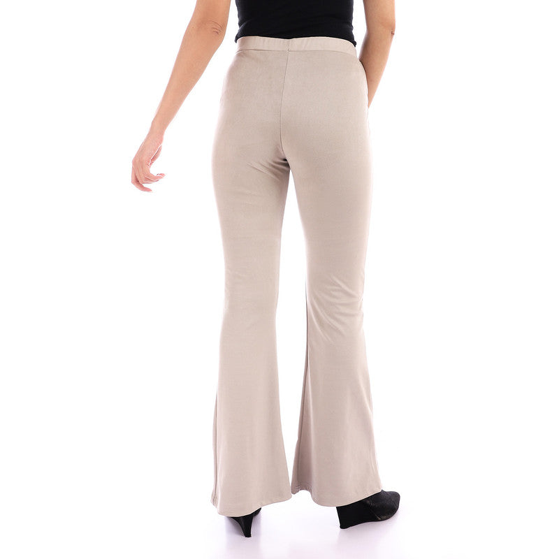 Suede Flare Slip On Pants