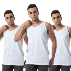 Bundle Of Three Sleeveless Solid Cotton Undershirt