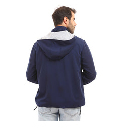 Plain Waist Drawstring Hooded Casual Jacket