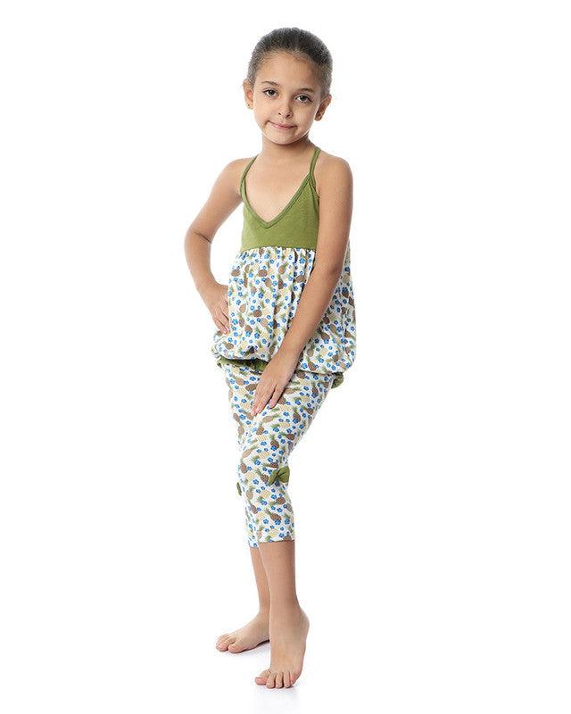 Girls Pineapple Spaghetti Sleeves Pajama Set